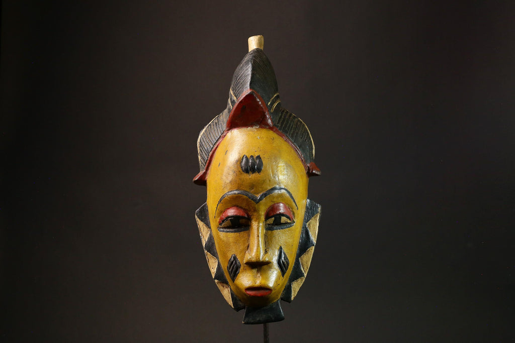 African Handmade Guru Mask Unique Wall Art Decor from Côte d'Ivoire Ideal for Home Decorative Ethnic Artisan Craft Traditional Style -7918