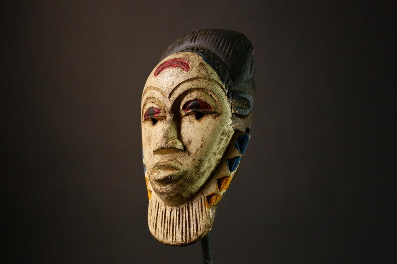 african masks Antique Guro Mask - 1900s Tribal Art with Unique Vertical Ridge Decor-8060