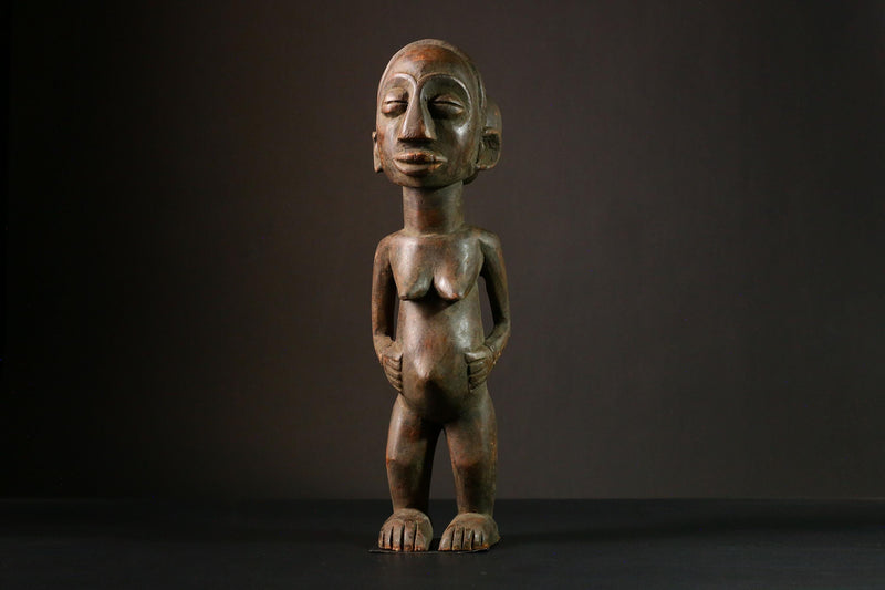 African sculpture Salampasu Wood Figure Sculpture - Carved Tribal Art Wooden Statue Decor-8062