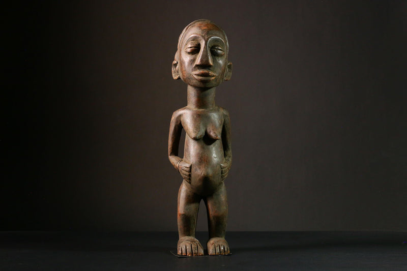 African sculpture Salampasu Wood Figure Sculpture - Carved Tribal Art Wooden Statue Decor-8062