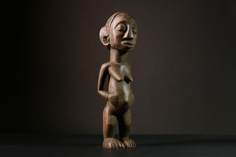 African sculpture Salampasu Wood Figure Sculpture - Carved Tribal Art Wooden Statue Decor-8062