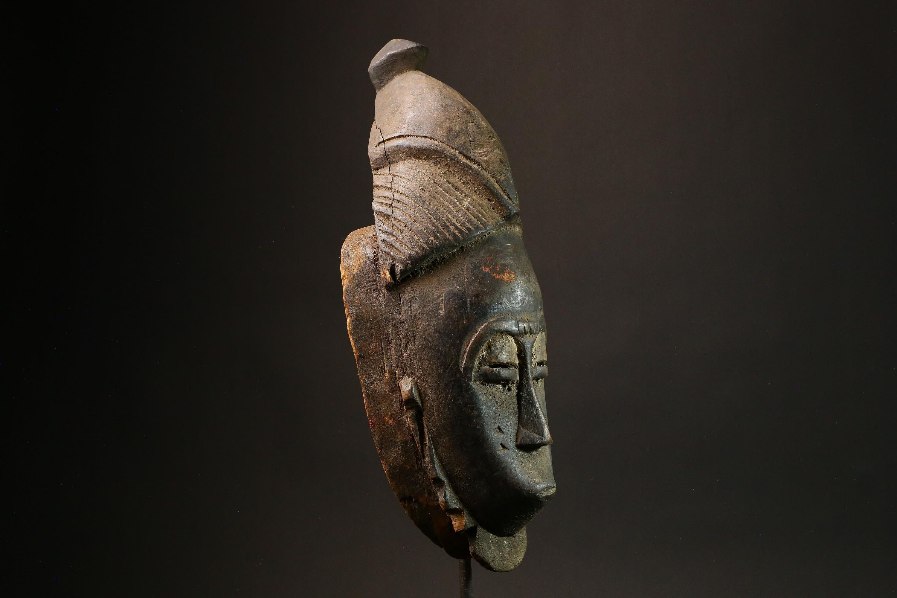 African Baule Zaouli Mask Handcrafted Unique Primitive Wall Hanging Art Piece Decorative Collectible Home Decor Cultural Heritage Art 7833