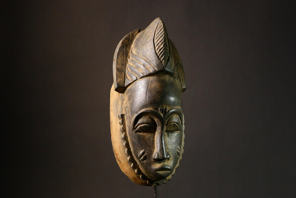 African Mask From The Guru Tribe Vintage Guro Tribal Mask Handmade Wall Hanging Collectible Art 1900s-G1815