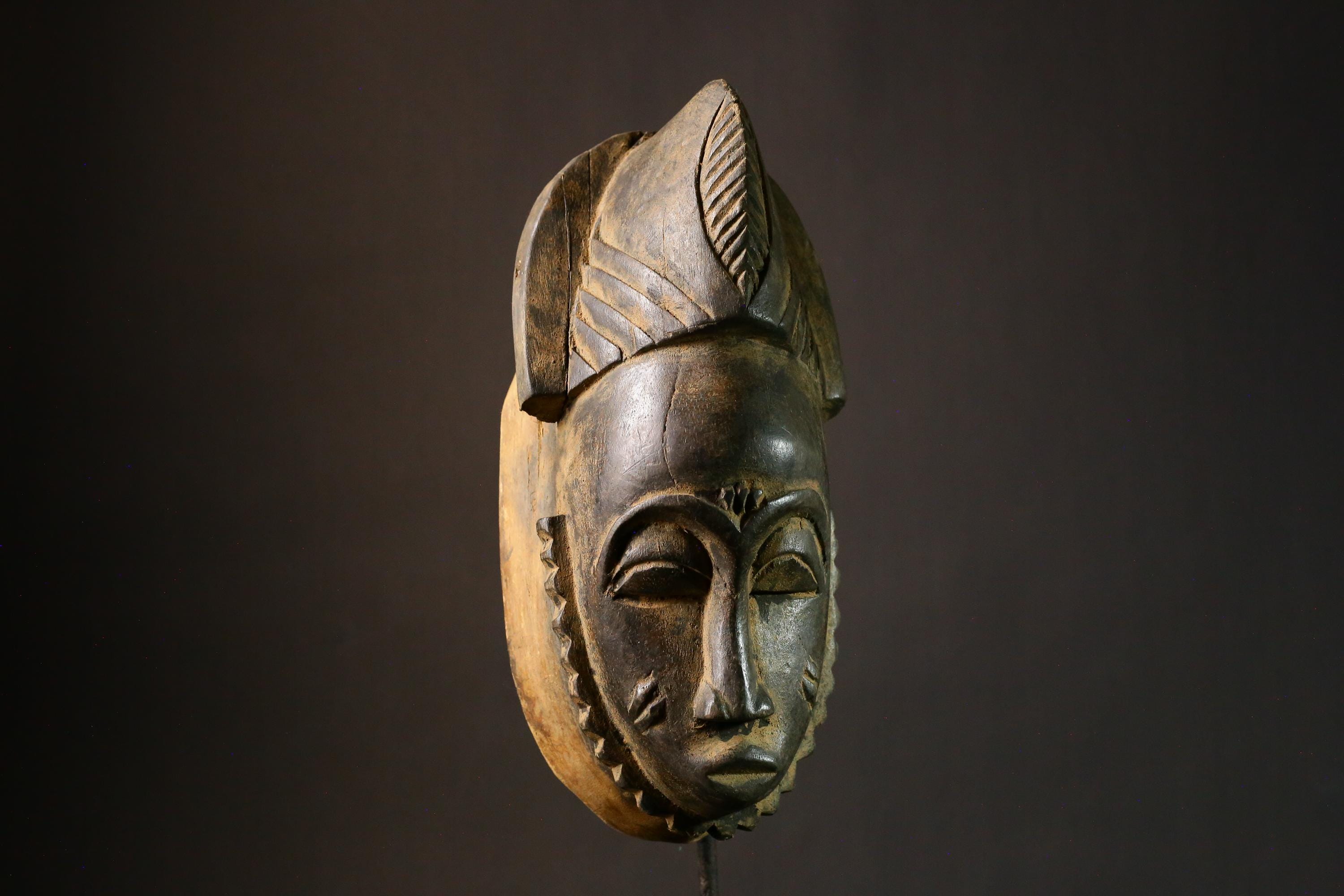 African Mask From The Guru Tribe Vintage Guro Tribal Mask Handmade Wall Hanging Collectible Art 1900s-G1815