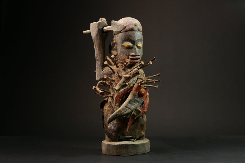 African Shrine Figure Nkisi Unique Handcrafted Power Figure from African Art Collectible Decorative Cultural Piece for Home Decor G3133