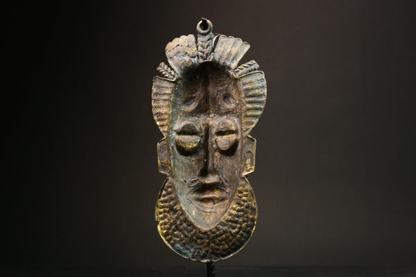 African Benin Bronze Hip Mask Extraordinary 18th Century Art Piece for Collectors Decorative Sculpture Unique Cultural Heritage-G3137