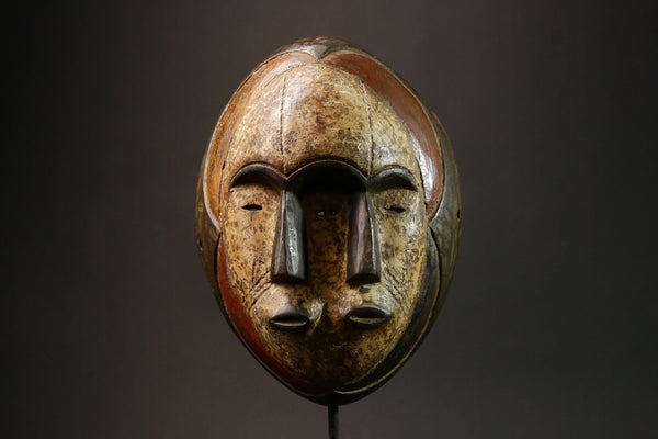 African Tribal Four Faced LEGA Bwami Society Mask Unique Handcrafted Decorative Piece for Wall Display Cultural Heritage Collectible-G3143