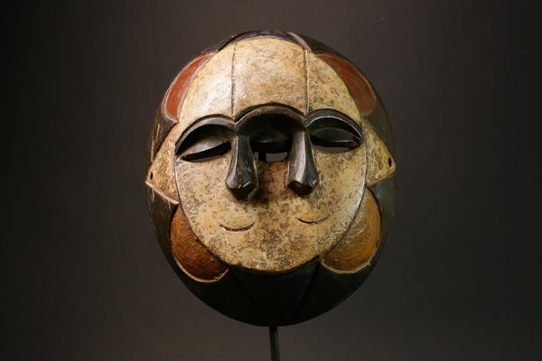 African Tribal Four Faced LEGA Bwami Society Mask Unique Handcrafted Decorative Piece for Wall Display Cultural Heritage Collectible-G3144