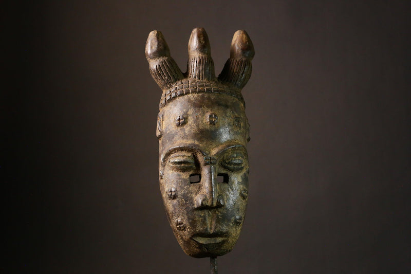 African Mask Authentic Antique Dan Bambara Mask Hand-Carved African Tribal Wall Art Unique Home Decor - G3382