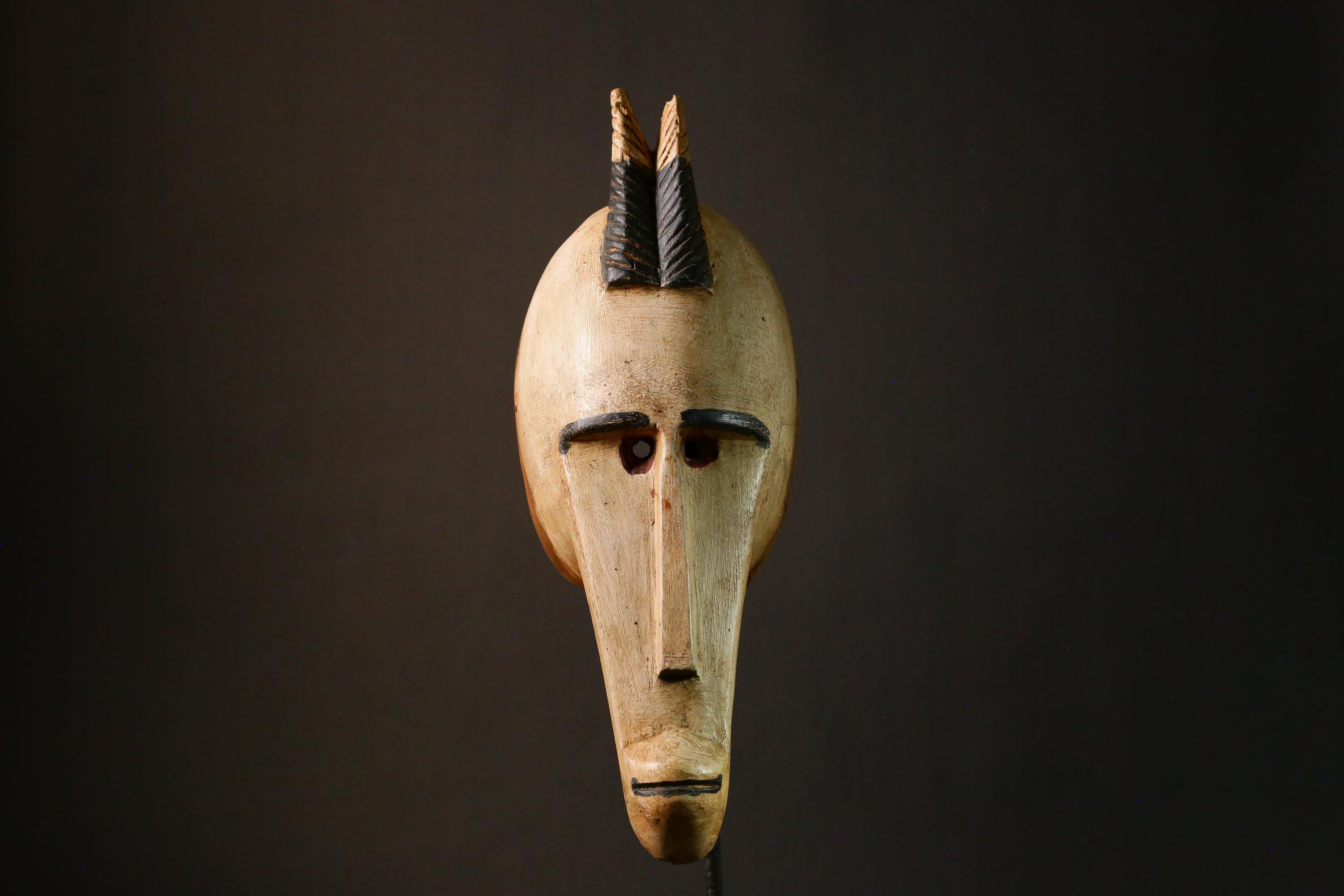 African Mask Handmade African Bambara Mask Vintage Wall Hanging Art Unique Home Decor Piece - G3379"