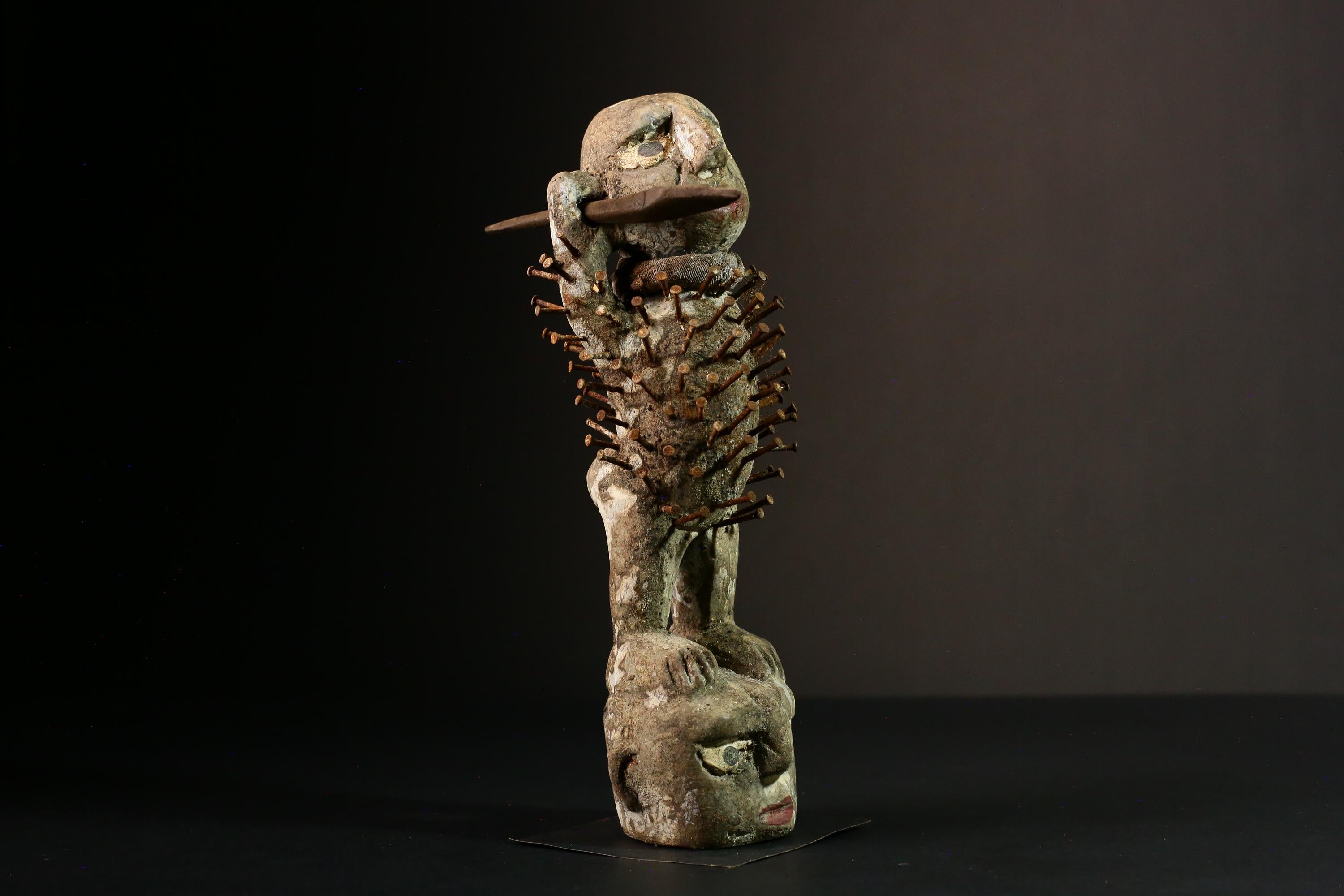 Africa Vintage Nkisi-nkondi Figure | Hand-Carved Power Figure | Unique Tribal Art | Home Décor | Cultural Heritage Piece | Collectible-G3363