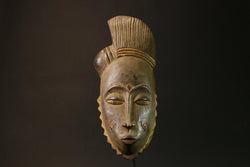 Authentic African Goli Baule Mask - Handcrafted Wooden Art Mask for Wall Decor - Unique Ethnic Home Accent Masks for wall- 4561