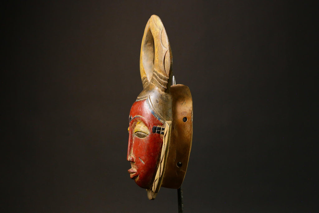 African Authentic Baule Ndoma Tribal Face Mask Hand-Carved Wooden Wall Hanging Art Unique Home Decor Piece  Masks for wall-9188
