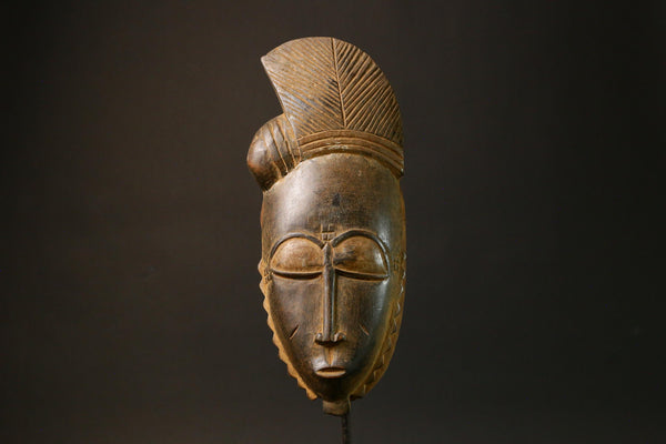 Authentic African Vintage Baule Mask Hand-Carved Wooden Wall Decor from Côte d'Ivoire Unique Ethnic Art Piece Masks for wall-4539