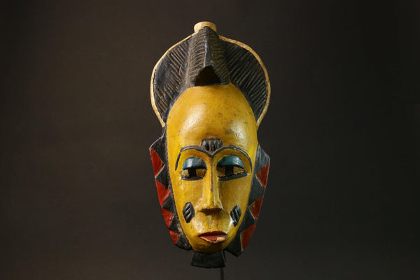 African Authentic Bete Guro Face Mask - Handcrafted Wooden Tribal Art for Unique Home Decor - African Art Piece  Masks for wall-7926