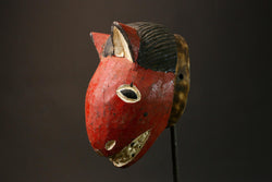 African Authentic African Tribal Baule Mask - Hand-Carved Wooden Art from Côte d'Ivoire - Unique Ethnic Home Decor Mask - 9196