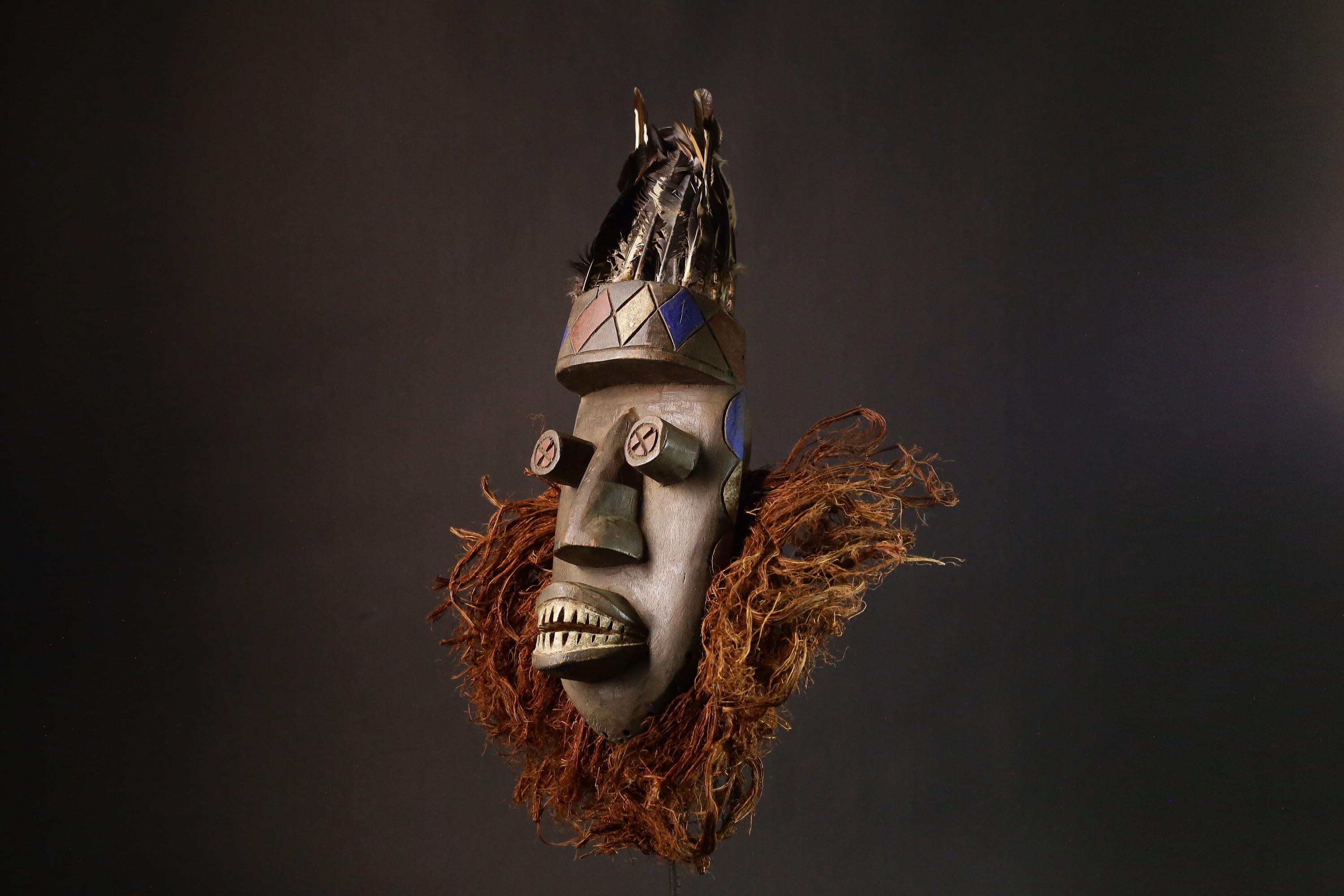 African Masks Authentic Antique Grebo Tribal Mask Vintage African Wall Art Handcrafted Wood Carving Ethnic Home Decor Statement Piece-9388