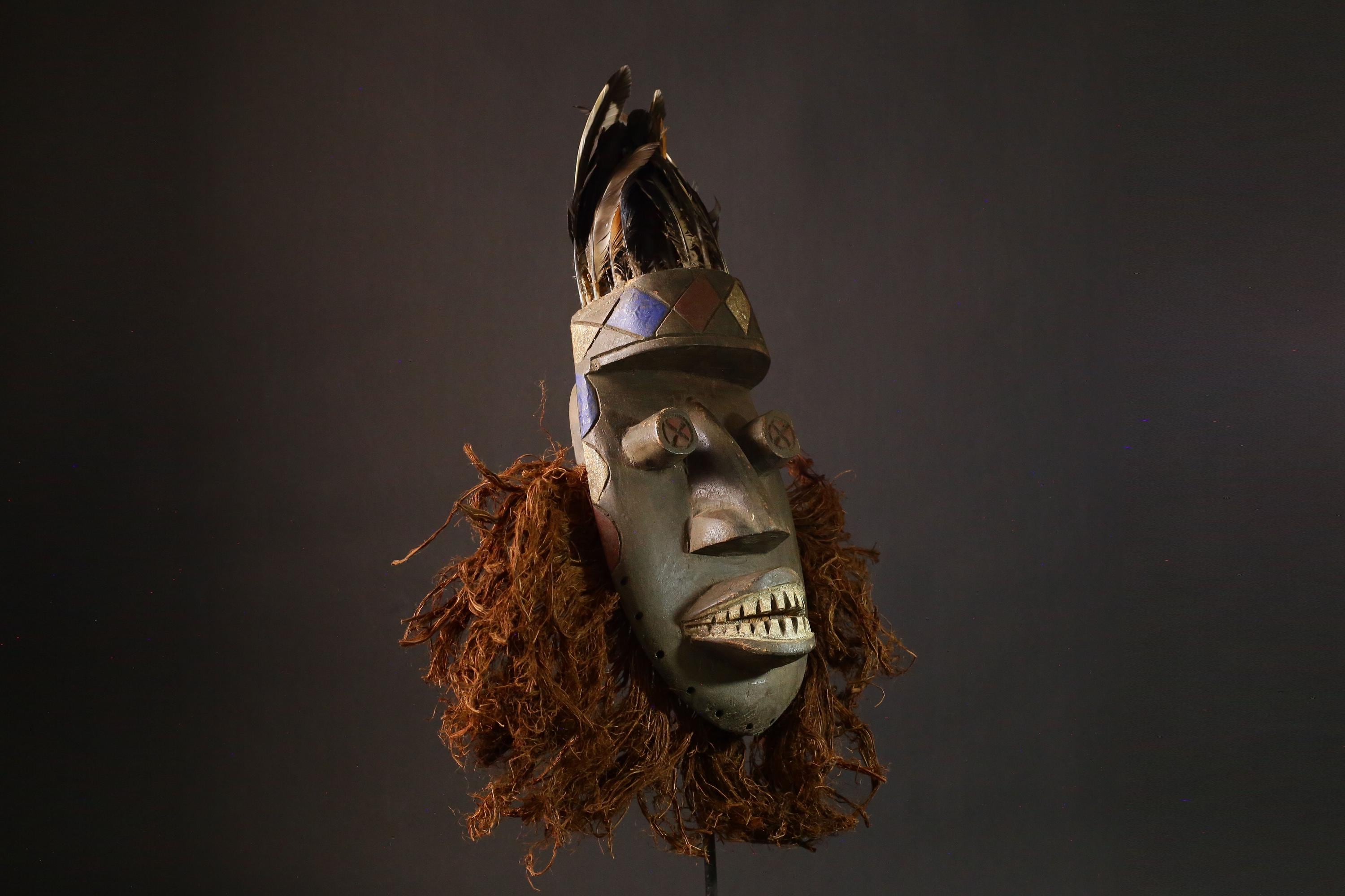 African Masks Authentic Antique Grebo Tribal Mask Vintage African Wall Art Handcrafted Wood Carving Ethnic Home Decor Statement Piece-9388