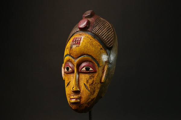 African Vintage African Baule Mask - Hand-Carved Wooden Figure for Unique Wall Decor - Authentic Ethnic Art Piece for Home Decor - G3161