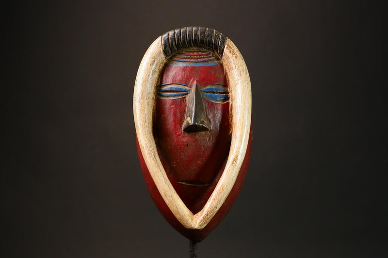 African Authentic Guro Tribe Art Mask - Hand-Carved Wooden Baule Wall Decor Tribal Decor Piece for Home Hand Carved Masks for wall- G3160