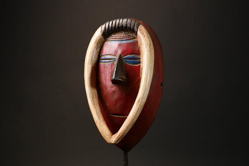 African Authentic Guro Tribe Art Mask - Hand-Carved Wooden Baule Wall Decor Tribal Decor Piece for Home Hand Carved Masks for wall- G3160