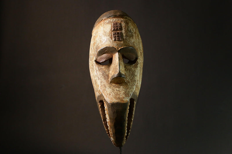 African Igbo Tribal Mask Hand Carved Wood Nigerian Face Art Piece Unique Cultural Decor-6526