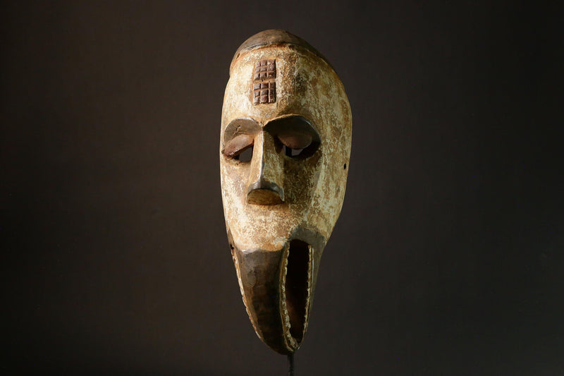 African Igbo Tribal Mask Hand Carved Wood Nigerian Face Art Piece Unique Cultural Decor-6526