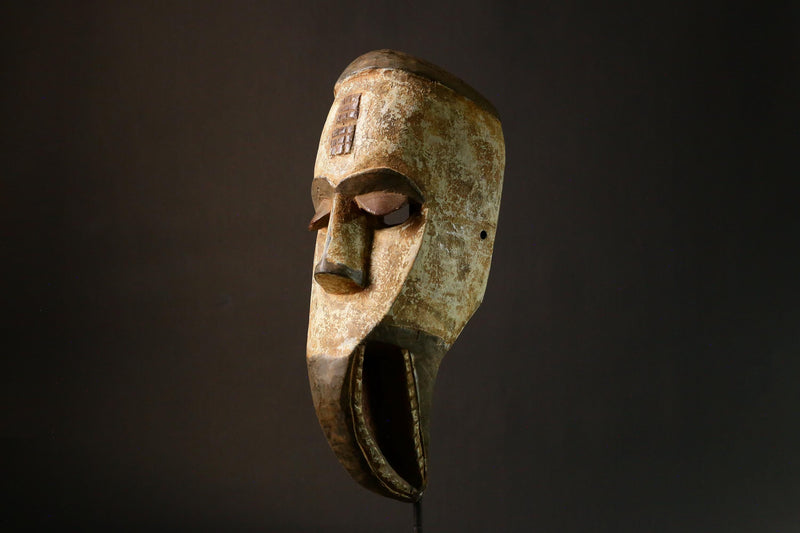 African Igbo Tribal Mask Hand Carved Wood Nigerian Face Art Piece Unique Cultural Decor-6526