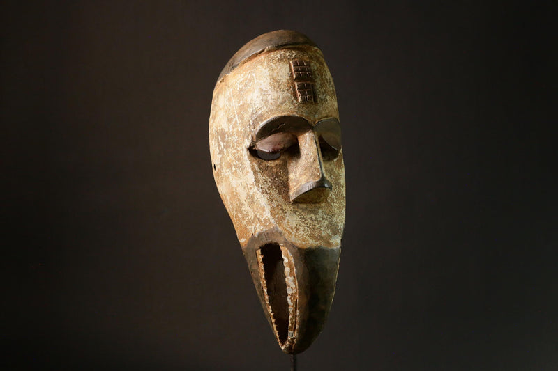 African Igbo Tribal Mask Hand Carved Wood Nigerian Face Art Piece Unique Cultural Decor-6526