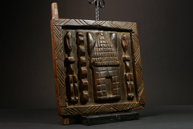 African Authentic Yoruba Granary Door - Hand-Carved Wooden Wall Hanging Decor Statue - Unique Cultural Home Accent - G3149