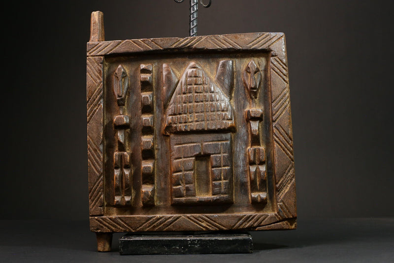 African Authentic Yoruba Granary Door - Hand-Carved Wooden Wall Hanging Decor Statue - Unique Cultural Home Accent - G3149