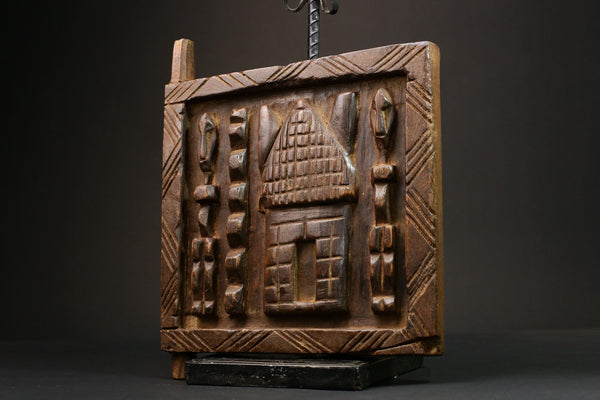 African Authentic Yoruba Granary Door - Hand-Carved Wooden Wall Hanging Decor Statue - Unique Cultural Home Accent - G3149