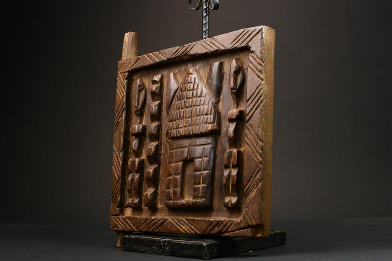 African Authentic Yoruba Granary Door - Hand-Carved Wooden Wall Hanging Decor Statue - Unique Cultural Home Accent - G3149