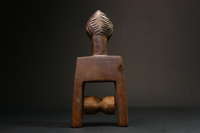 African Authentic Figure Knee Pulley & Konantré Loom - Beautiful Gouro Art from Côte d'Ivoire - Unique Cultural Home Decor- G3148