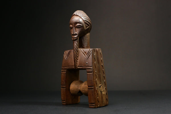 African Authentic Figure Knee Pulley & Konantré Loom - Beautiful Gouro Art from Côte d'Ivoire - Unique Cultural Home Decor- G3148