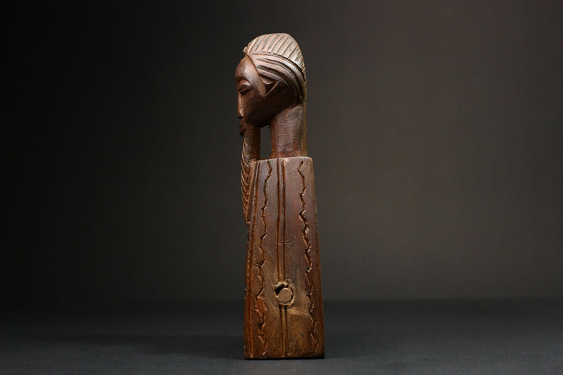 African Authentic Figure Knee Pulley & Konantré Loom - Beautiful Gouro Art from Côte d'Ivoire - Unique Cultural Home Decor- G3148