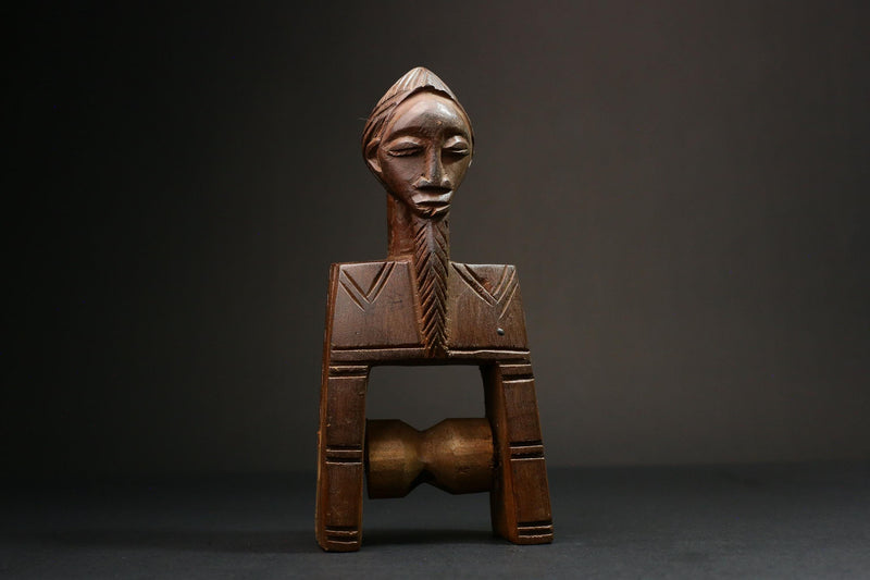 African Authentic Figure Knee Pulley & Konantré Loom - Beautiful Gouro Art from Côte d'Ivoire - Unique Cultural Home Decor- G3148