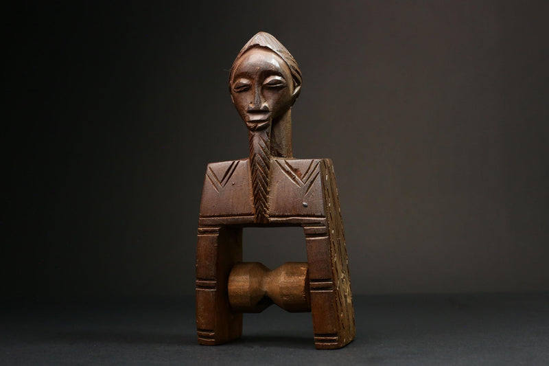 African Authentic Figure Knee Pulley & Konantré Loom - Beautiful Gouro Art from Côte d'Ivoire - Unique Cultural Home Decor- G3148