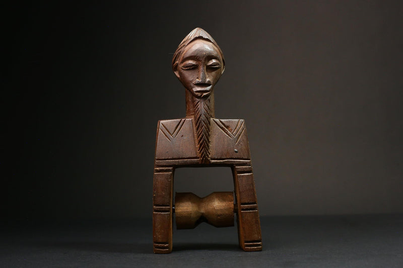 African Authentic Figure Knee Pulley & Konantré Loom - Beautiful Gouro Art from Côte d'Ivoire - Unique Cultural Home Decor- G3148