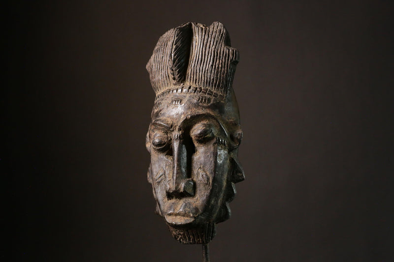 African Guro Mask Handmade Antique Wall Art Tribal Face Decor Unique Home Piece-G3396