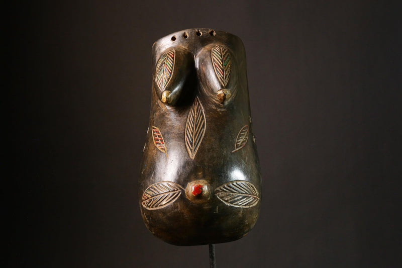 African Mask GURO Makonde Ndimu Belly Mask African Tribal Art Wooden Decor from Mozambique - G3392