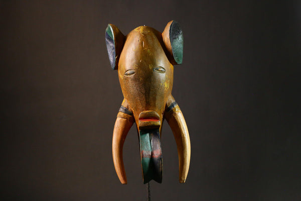 African Guro Mask Vintage African Gouro Elephant Mask Hand Carved Wooden Tribal Art Home Decor - Unique African Design - G3387