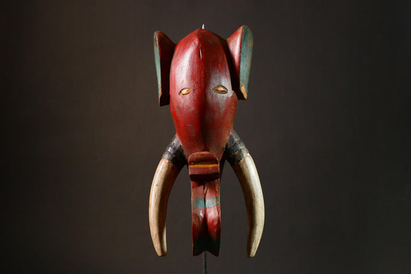 African Guro Mask Vintage African Gouro Elephant Mask Hand Carved Wooden Tribal Art Home Decor - Unique African Design - G3386