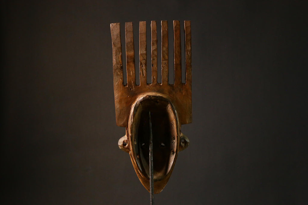 African Mask Hand Carved Wooden Bambara Mask from Mali Unique African Wall Decor Art Piece for Home Collection-G3414
