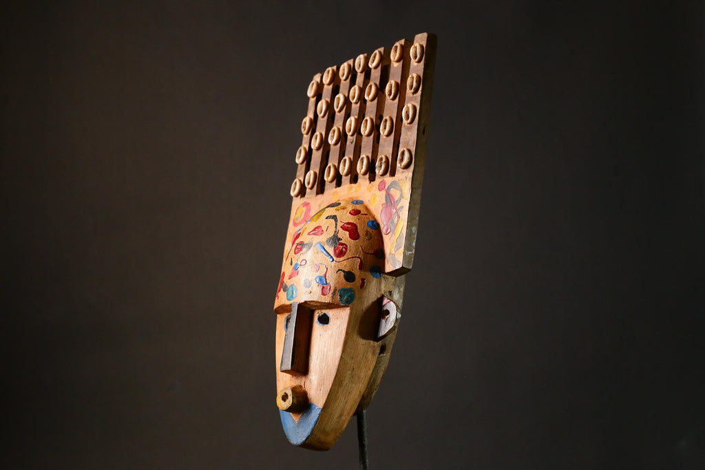 African Mask Hand Carved Wooden Bambara Mask from Mali Unique African Wall Decor Art Piece for Home Collection-G3414