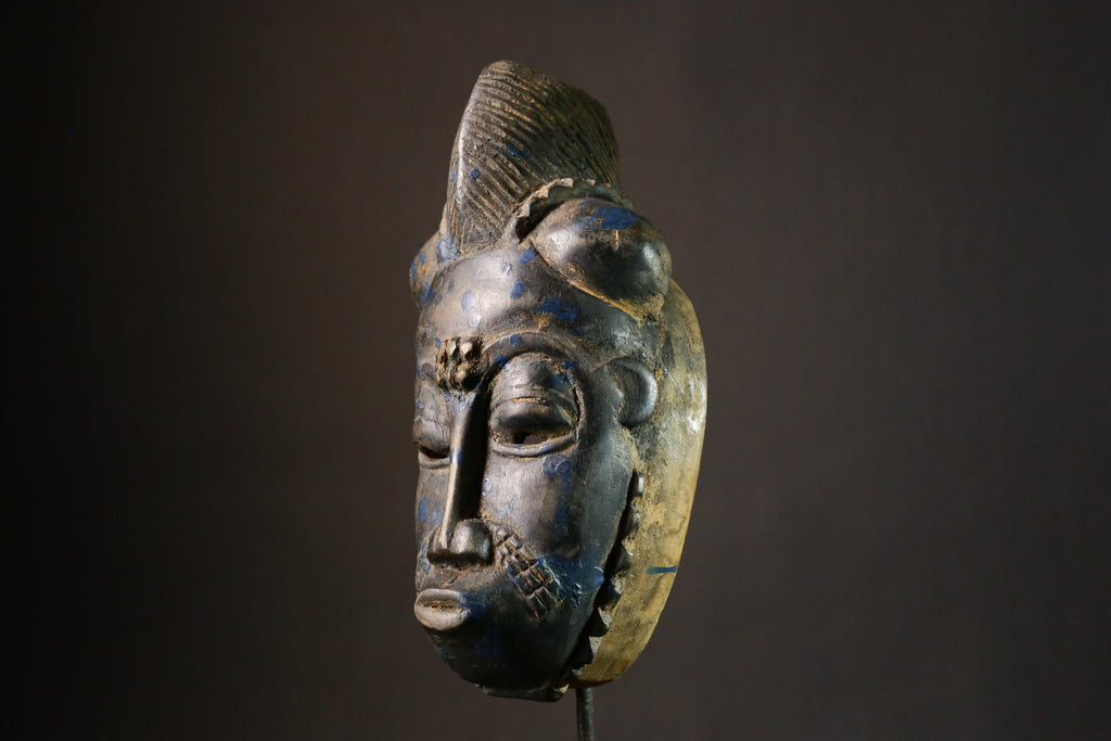 African Masks Hand Baule Mask Tribal Wooden Wall Art Home Decor Unique Cultural Display Piece for Collection-G1859