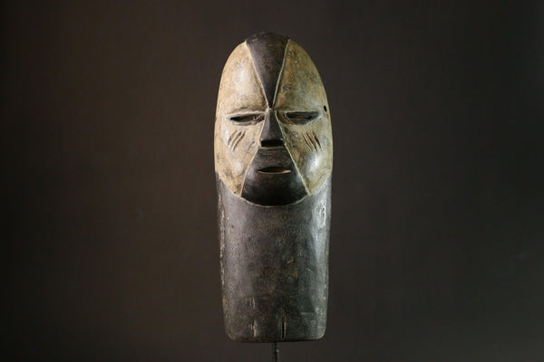 African Hand Carved Igbo Mask African Tribal Wood Art Wall Decor Unique Home Display Authentic Cultural Piece-G1855