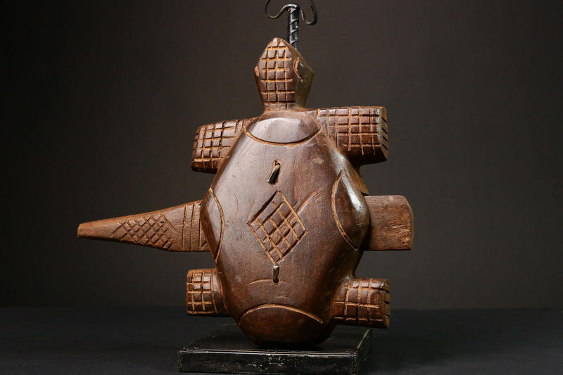 African Authentic Dogon Door Lock Featuring Turtle Figures - Unique Decorative Art from Mali - Cultural Home Accent -G3166