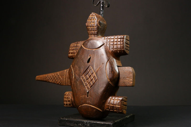 African Authentic Dogon Door Lock Featuring Turtle Figures - Unique Decorative Art from Mali - Cultural Home Accent -G3166