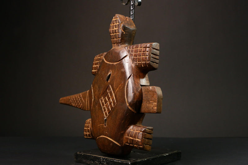 African Authentic Dogon Door Lock Featuring Turtle Figures - Unique Decorative Art from Mali - Cultural Home Accent -G3166